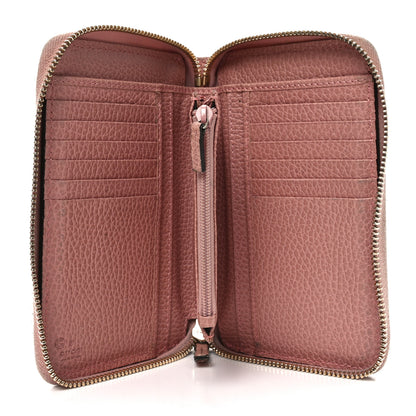 Gucci Monogram Dollar Calfskin Zip Around Compact Wallet Beige Ebony Soft Pink 5 of 9
