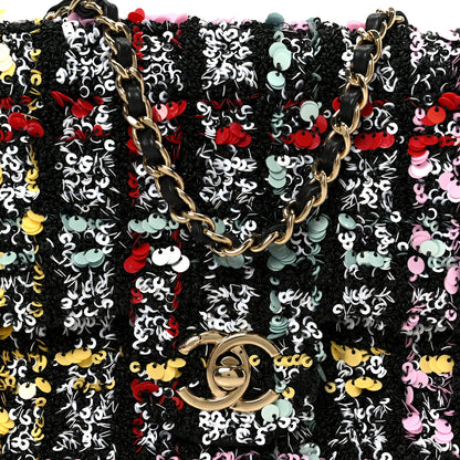 Chanel Tweed Sequin Small Single Flap Black Red Multicolor 9 of 11