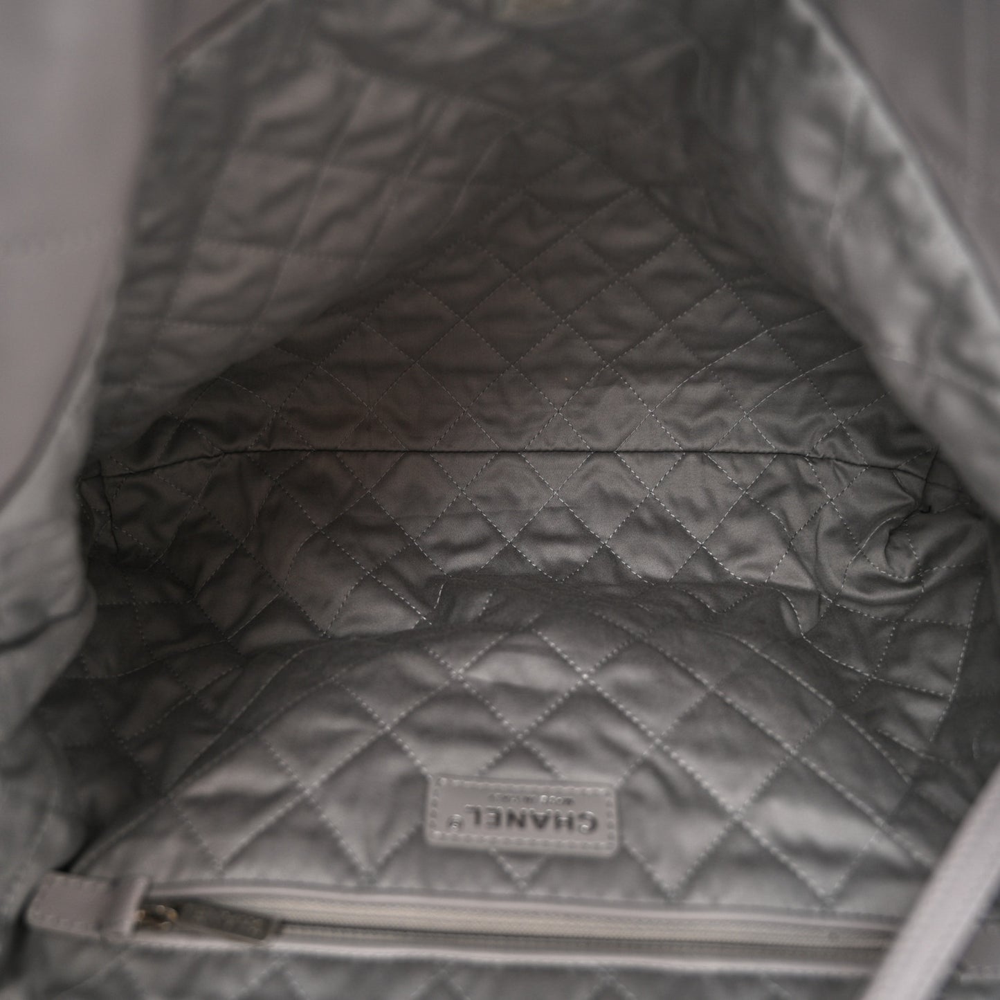 Shiny Calfskin Quilted Chanel 22 Grey