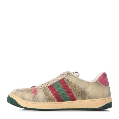 Gucci GG Monogram Calfskin Web Mens Screener Sneakers 9 New Sand Dusty Milk Pink 1 of 9
