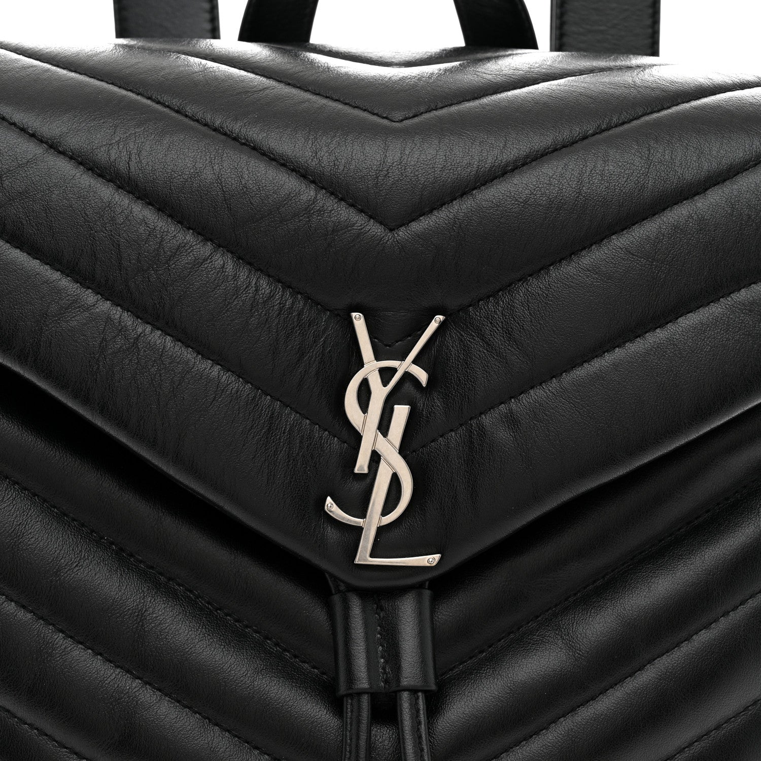 Saint Laurent Calfskin Y Quilted Monogram Medium Loulou Backpack Black 8 of 10