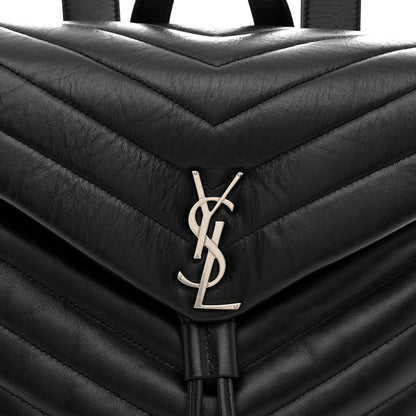 Saint Laurent Calfskin Y Quilted Monogram Medium Loulou Backpack Black 8 of 10