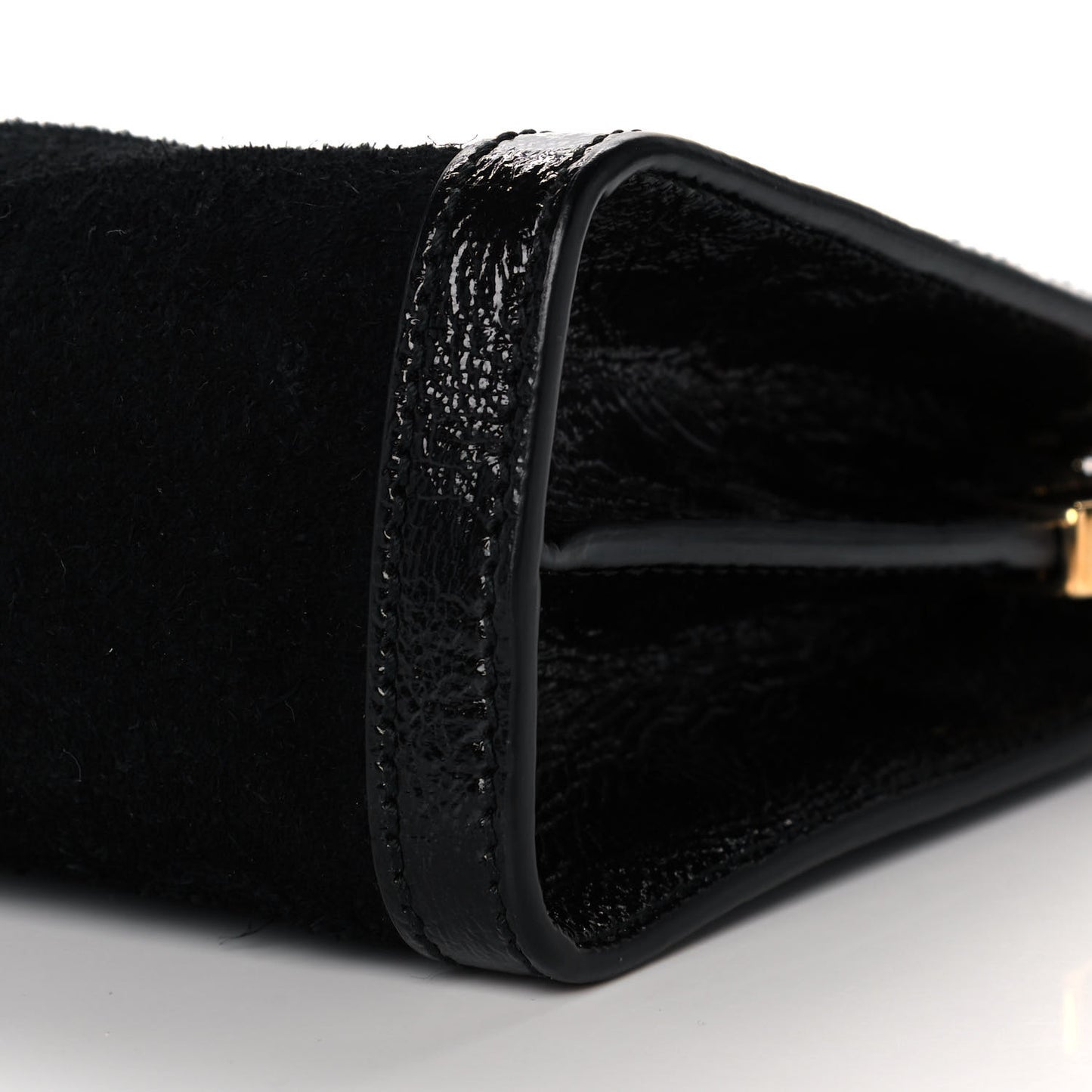 Suede Patent GG Web Small Ophidia Chain Shoulder Bag Black
