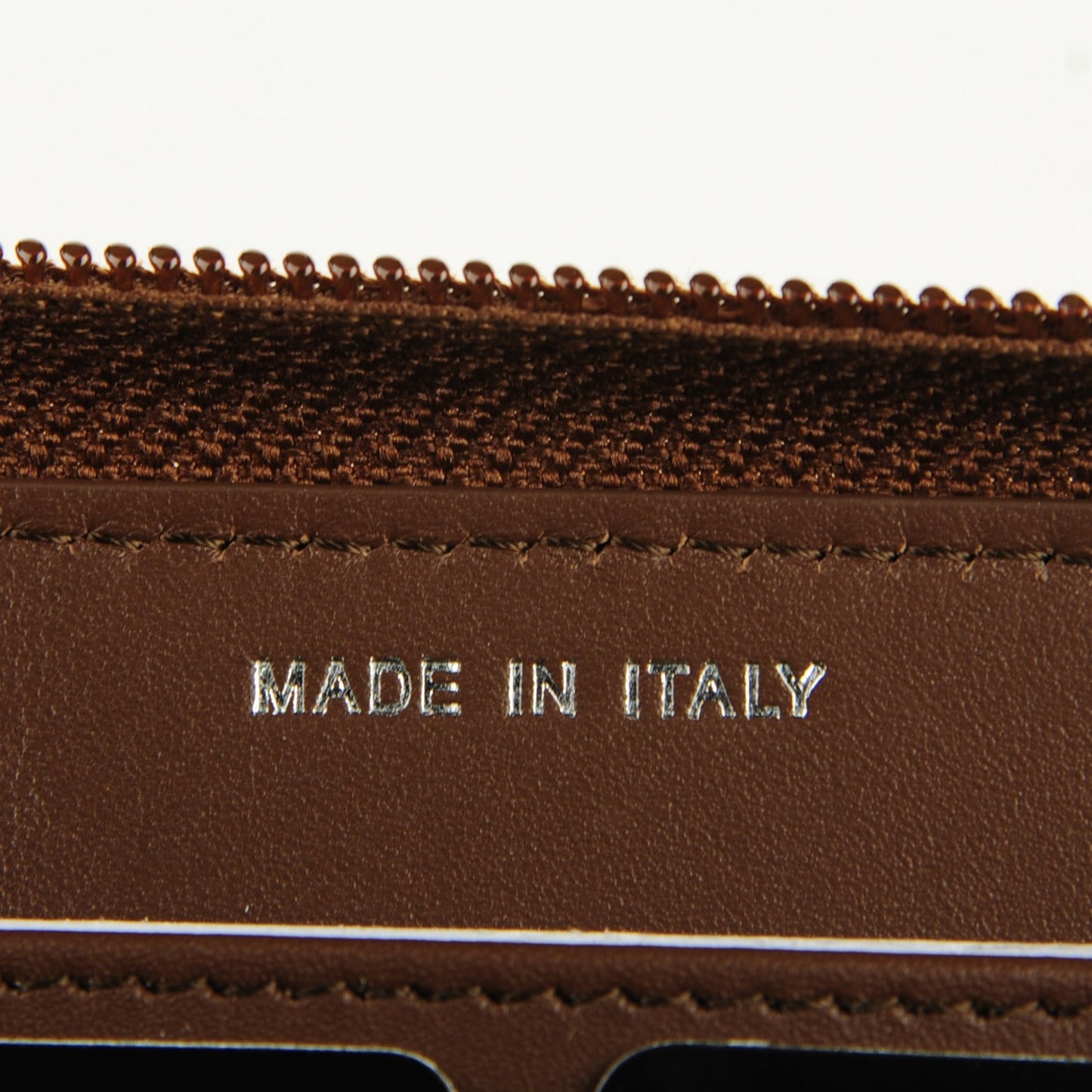 Iridescent Stamped Calfskin Large Timeless CC Gusset Zip Around Wallet Brown