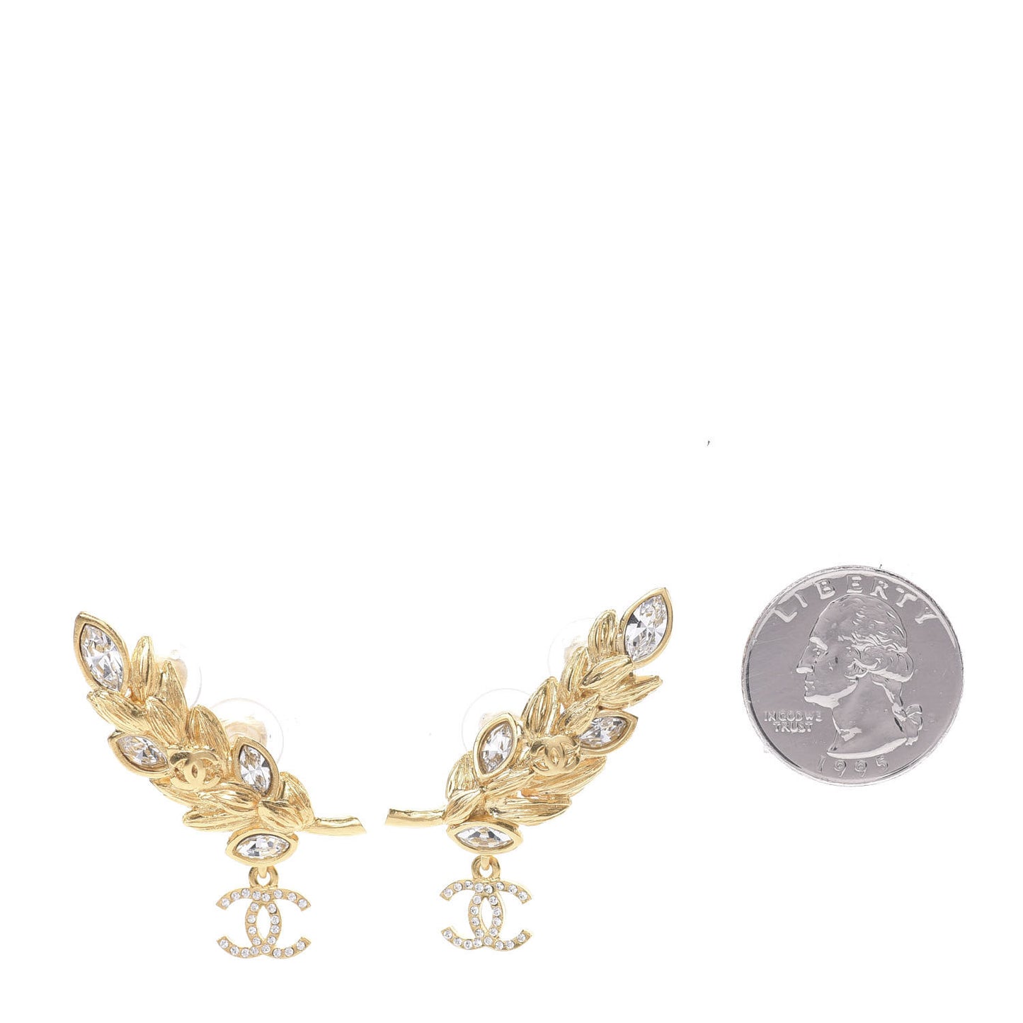 Crystal Sparkling Wheat CC Clip On Earrings Gold