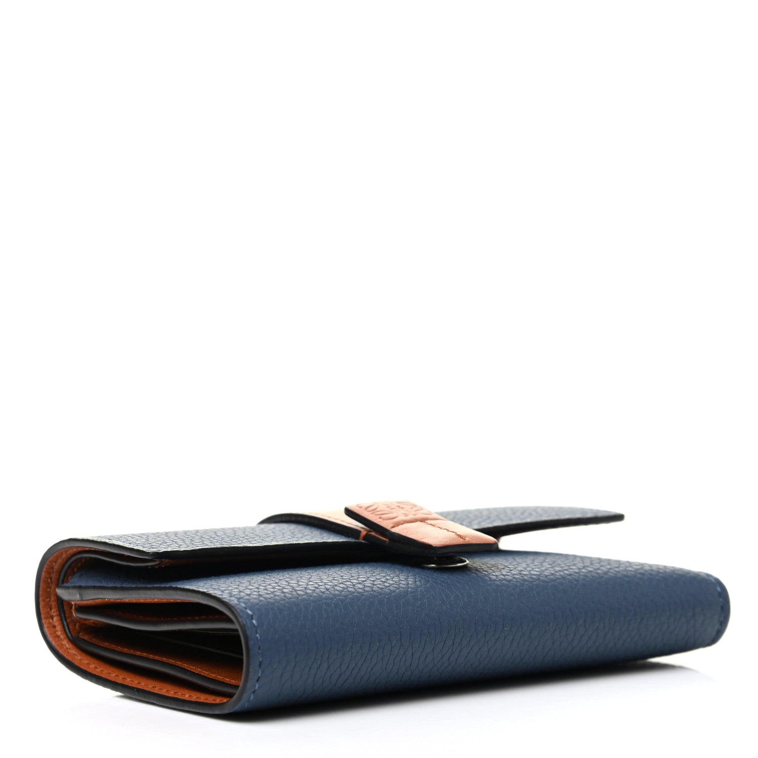 Loewe Grained Calfskin Small Vertical Wallet Steel Blue Tan 4 of 8