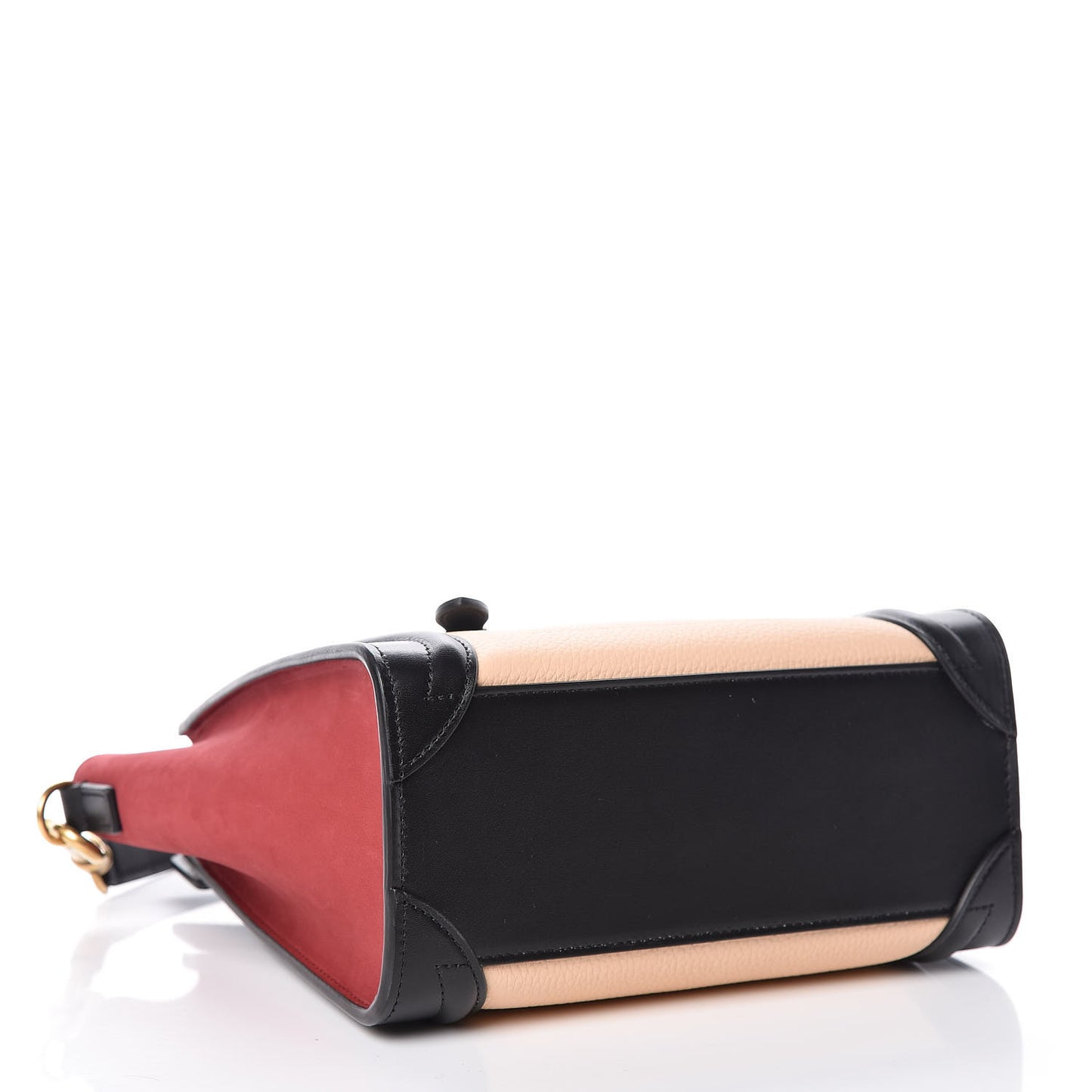 Drummed Calfskin Nubuck Nano Tri-Color Luggage Ruby