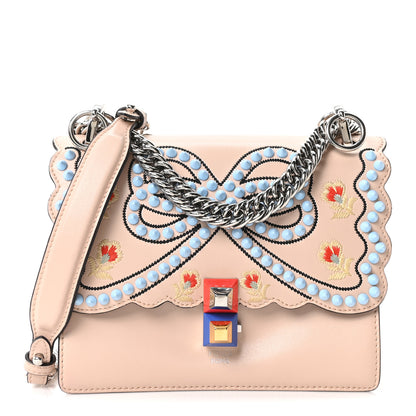 Fendi Vitello Liberty Scalloped Studded Flowers and Bows Small Kan I Shoulder Bag Plaster Multicolor 1 of 10