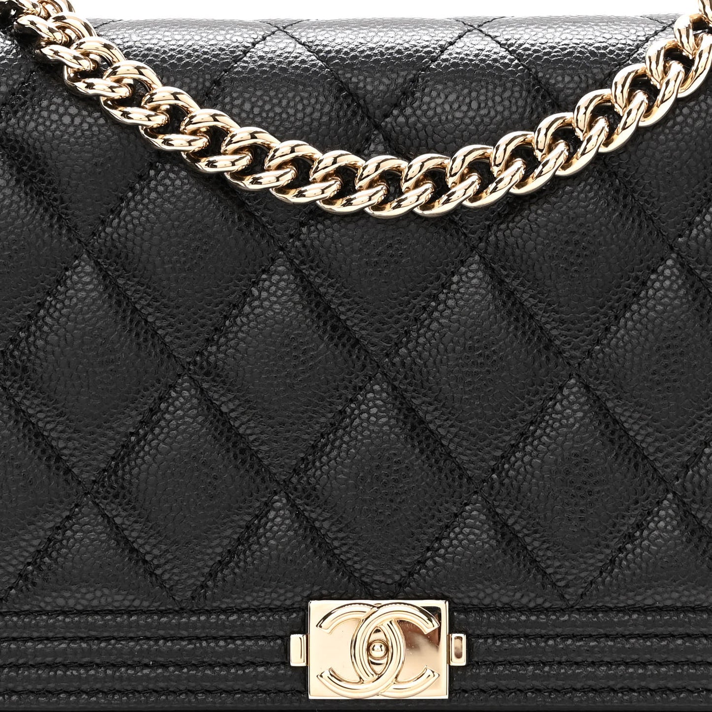 Caviar Quilted Boy Wallet On Chain WOC Black