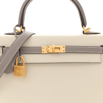 Hermes Epsom Bi-Color Horseshoe Kelly Sellier 25 Craie Gris Asphalte 8 of 10