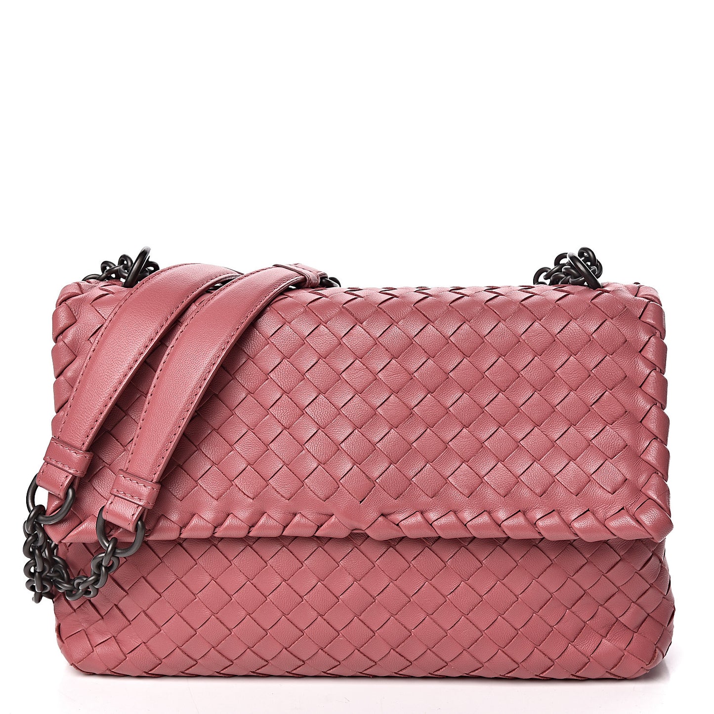 Nappa Intrecciato Small Olimpia Shoulder Bag Rose Pink