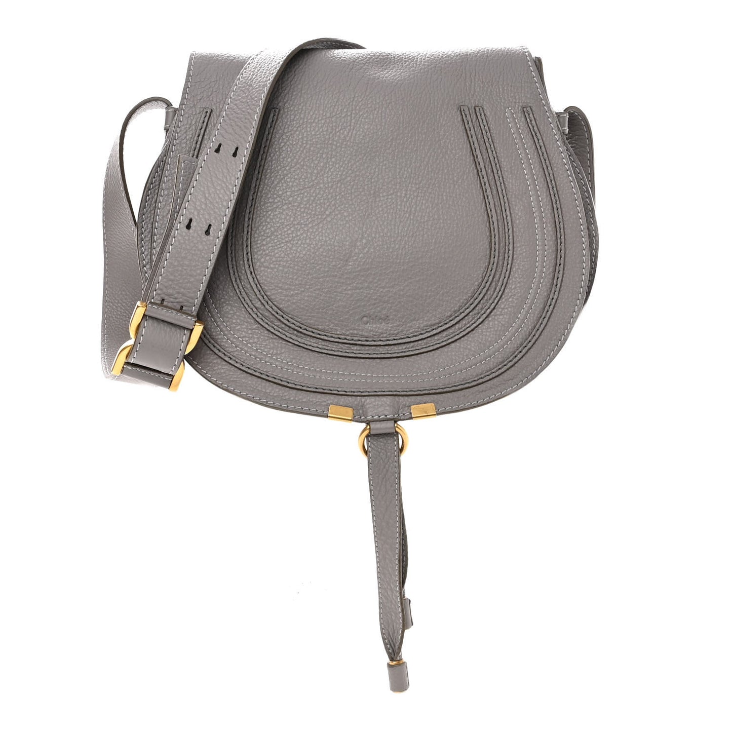 Calfskin Medium Marcie Round Crossbody Bag Cashmere Grey