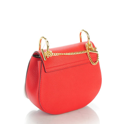 Chloe Grained Lambskin Mini Drew Shoulder Bag Plaid Red 3 of 7