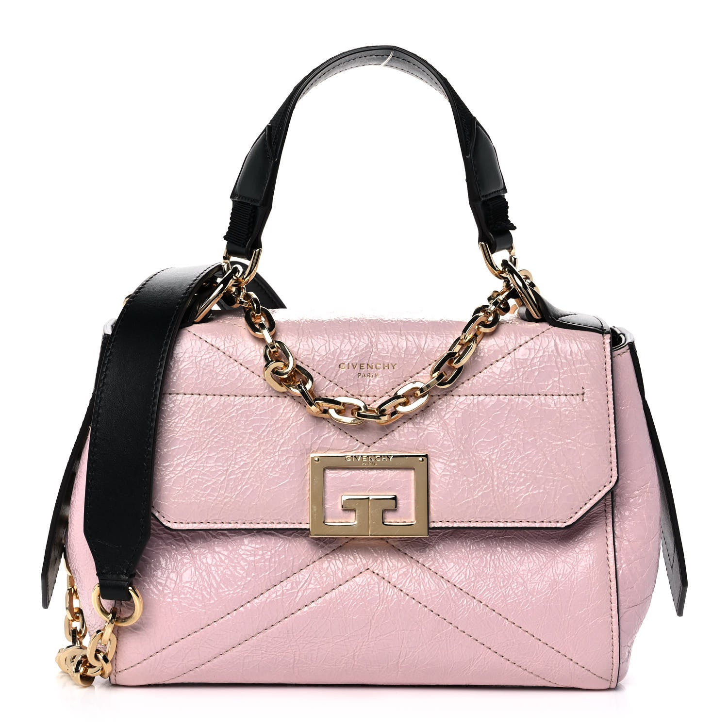 Givenchy Creased Patent Calfskin Small ID Flap Pink 1 of 9