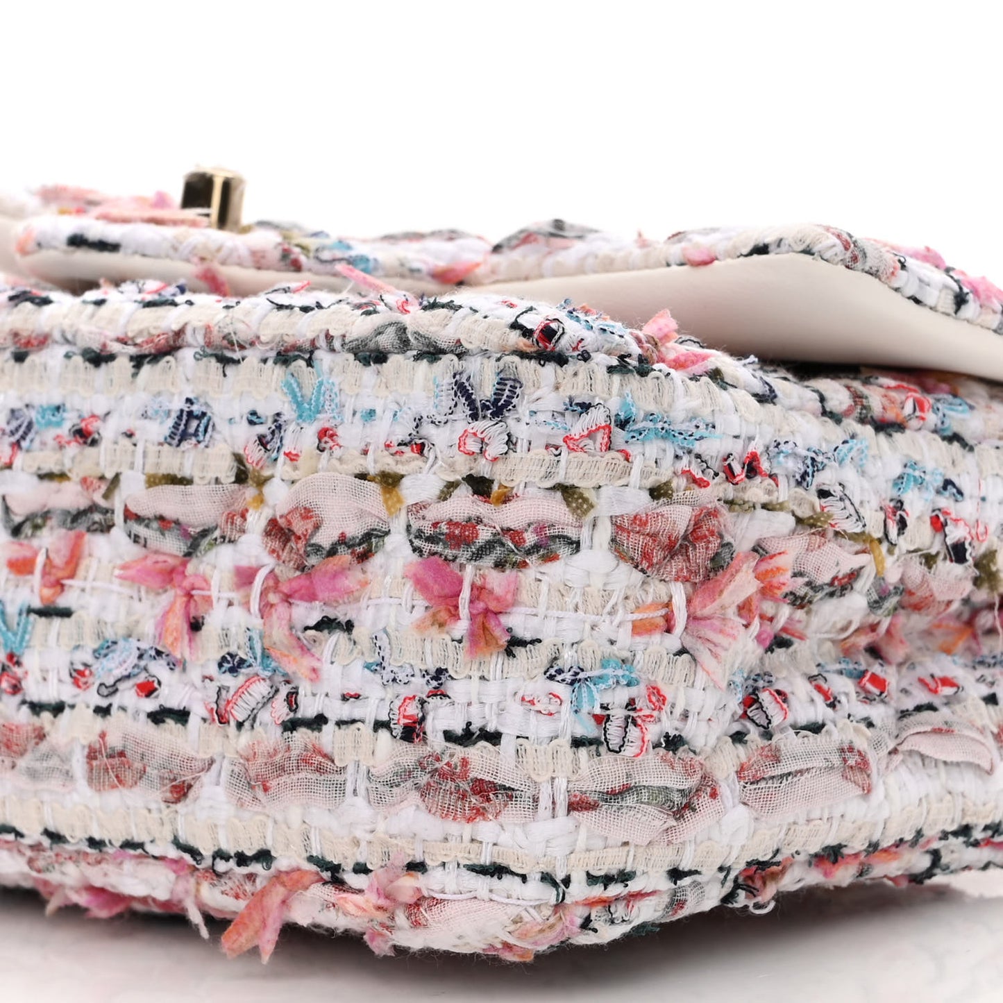Tweed Quilted Mini Rectangular Flap Ecru Pink Blue Green