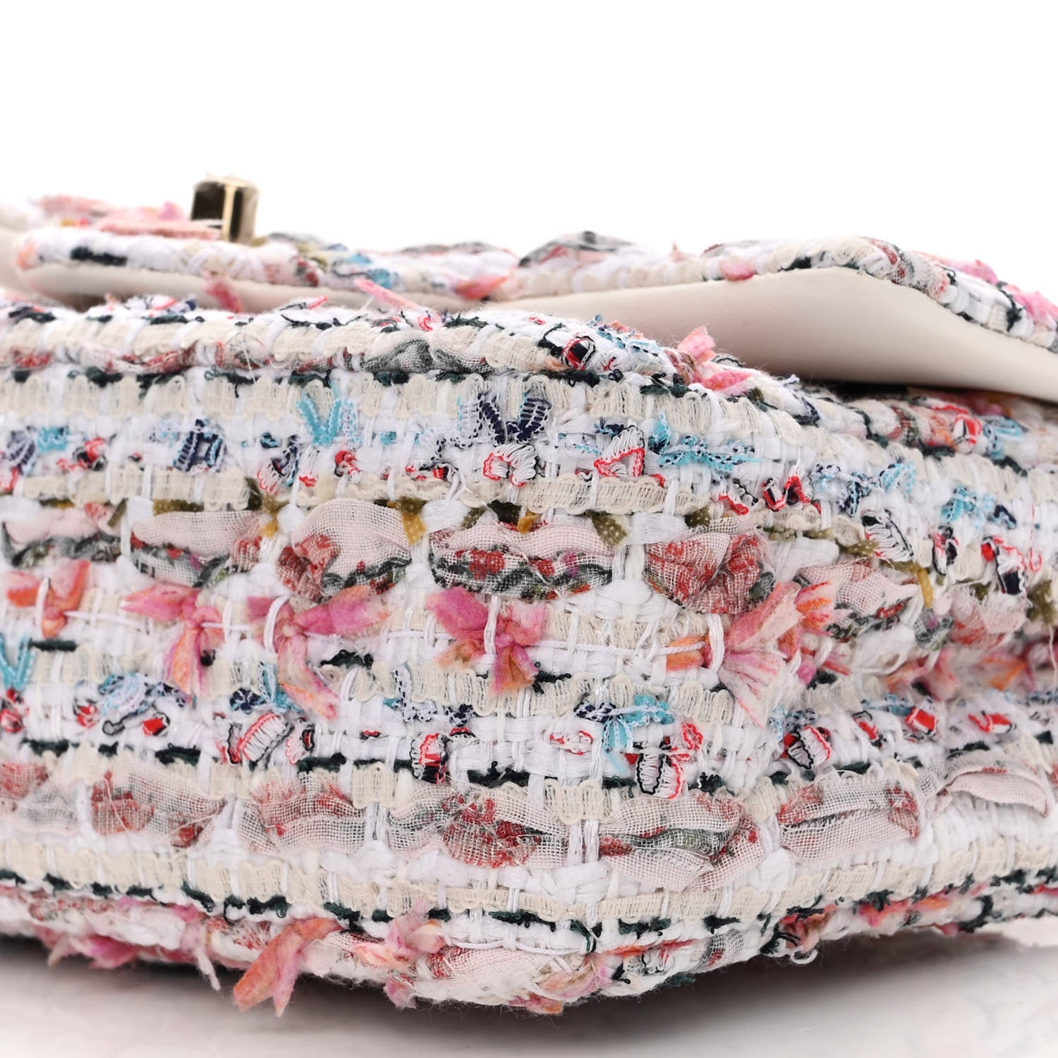 Chanel Tweed Quilted Mini Rectangular Flap Ecru Pink Blue Green 11 of 11