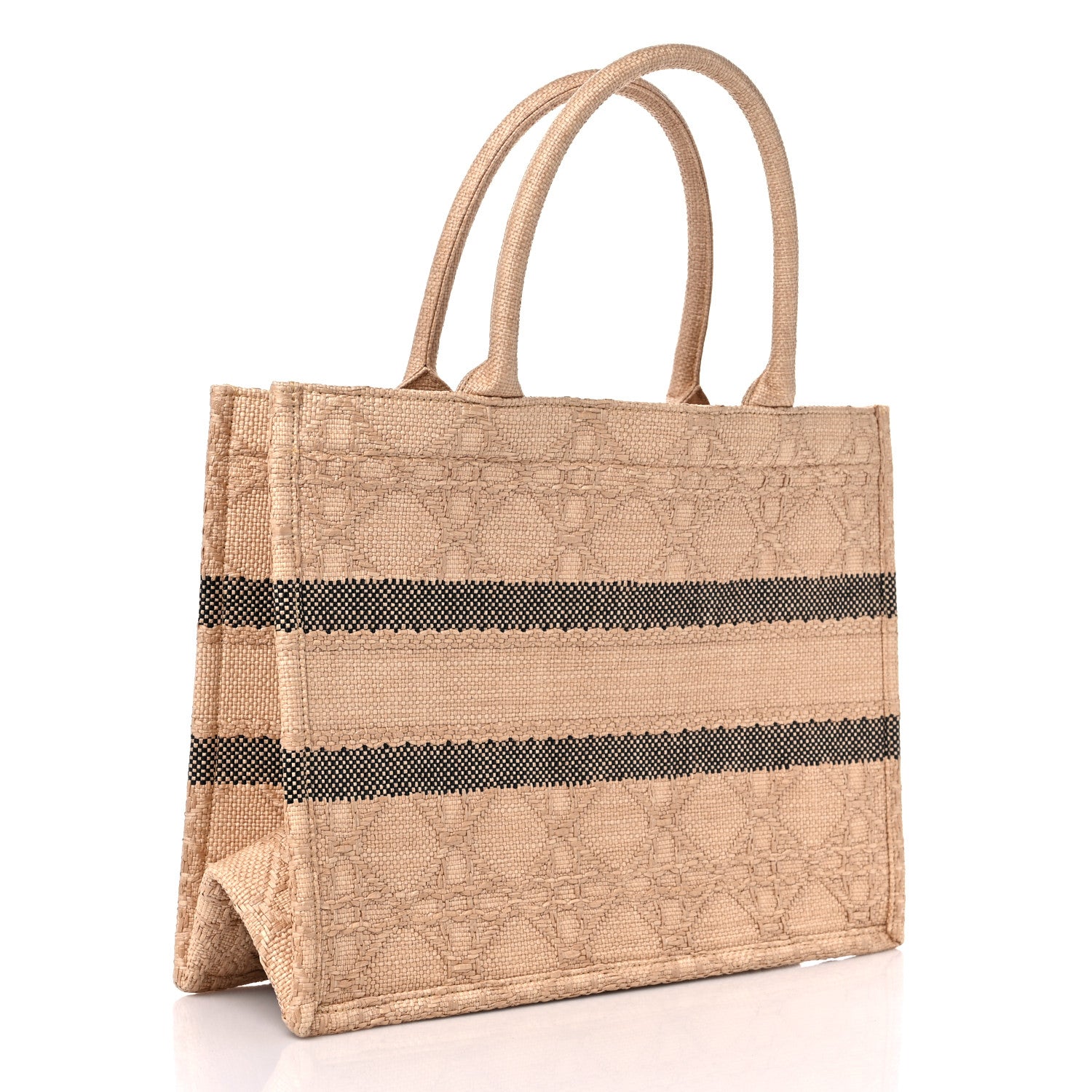 Christian Dior Raffia Cannage Medium Book Tote Natural 3 of 9