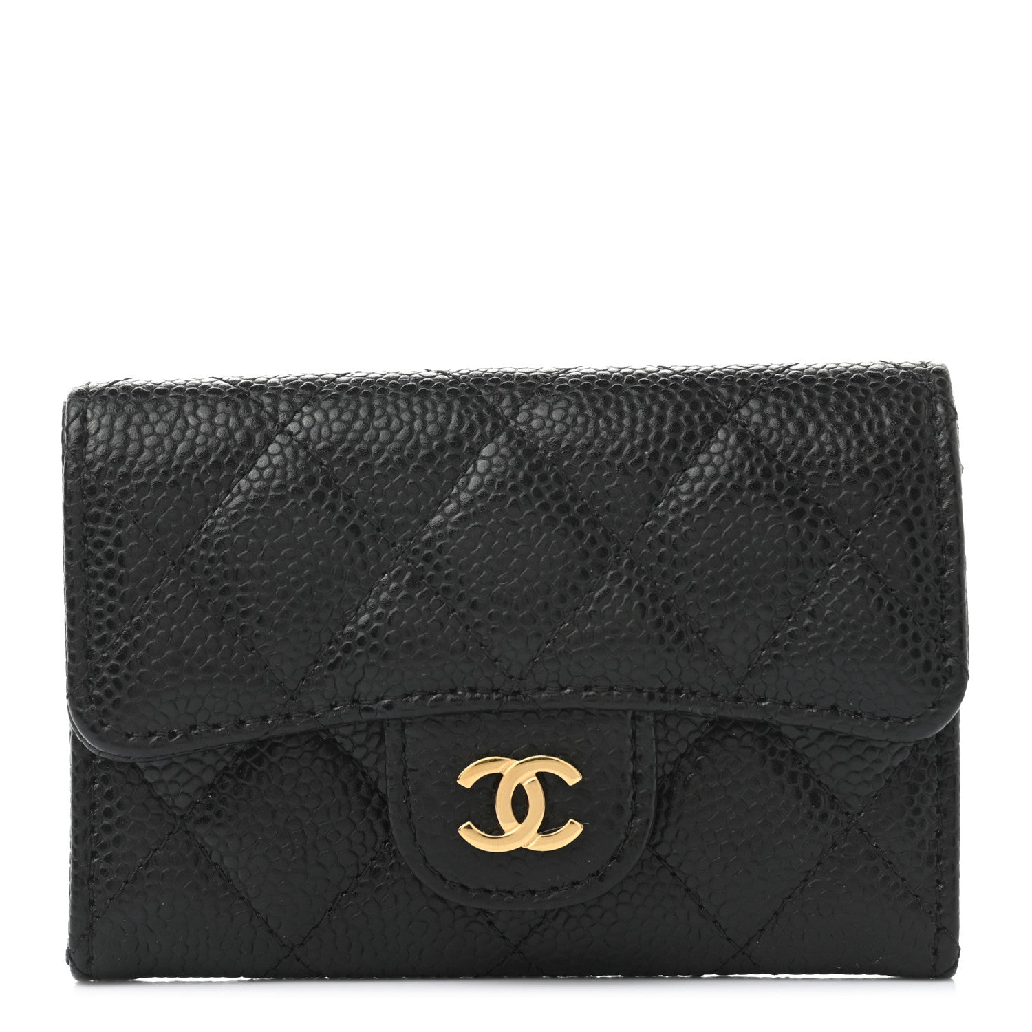 Chanel Caviar Quilted Flap Card Holder Wallet Black 1 of 9