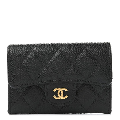 Chanel Caviar Quilted Flap Card Holder Wallet Black 1 of 9