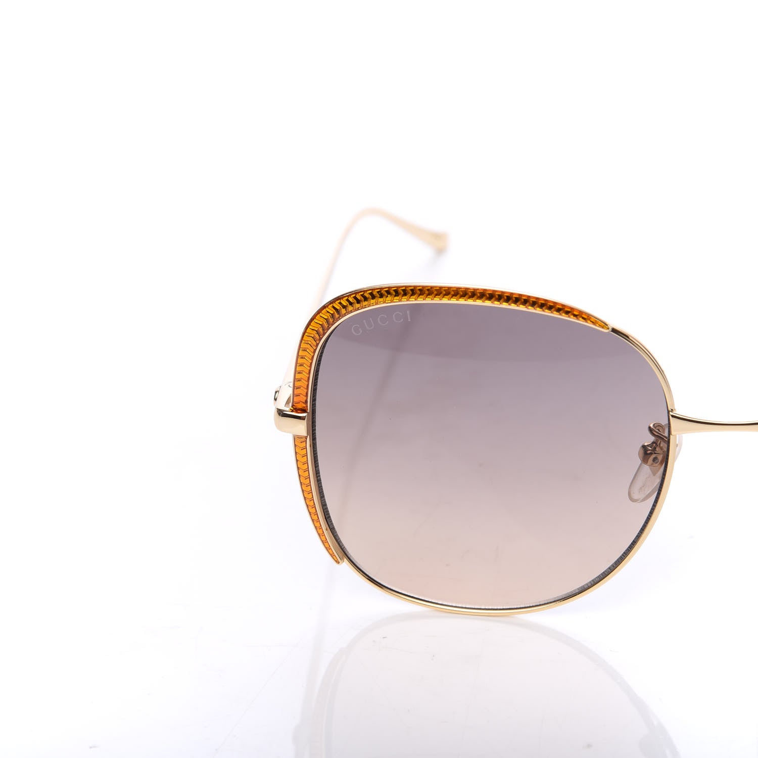 Gucci Metal Oversized Sunglasses GG0400S Gold Brown 7 of 8