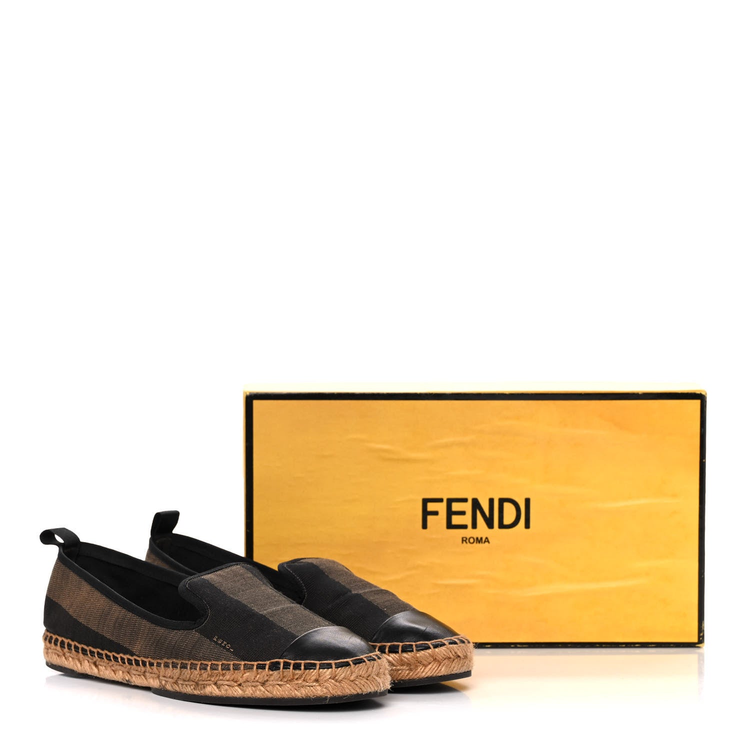 Fendi Canvas Pequin Espadrilles 38 Tobacco Black 11 of 11
