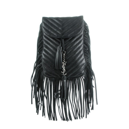 Saint Laurent Sheepskin Matelasse Chevron Fringe Small Monogram Anita Crossbody Bag Black 1 of 6