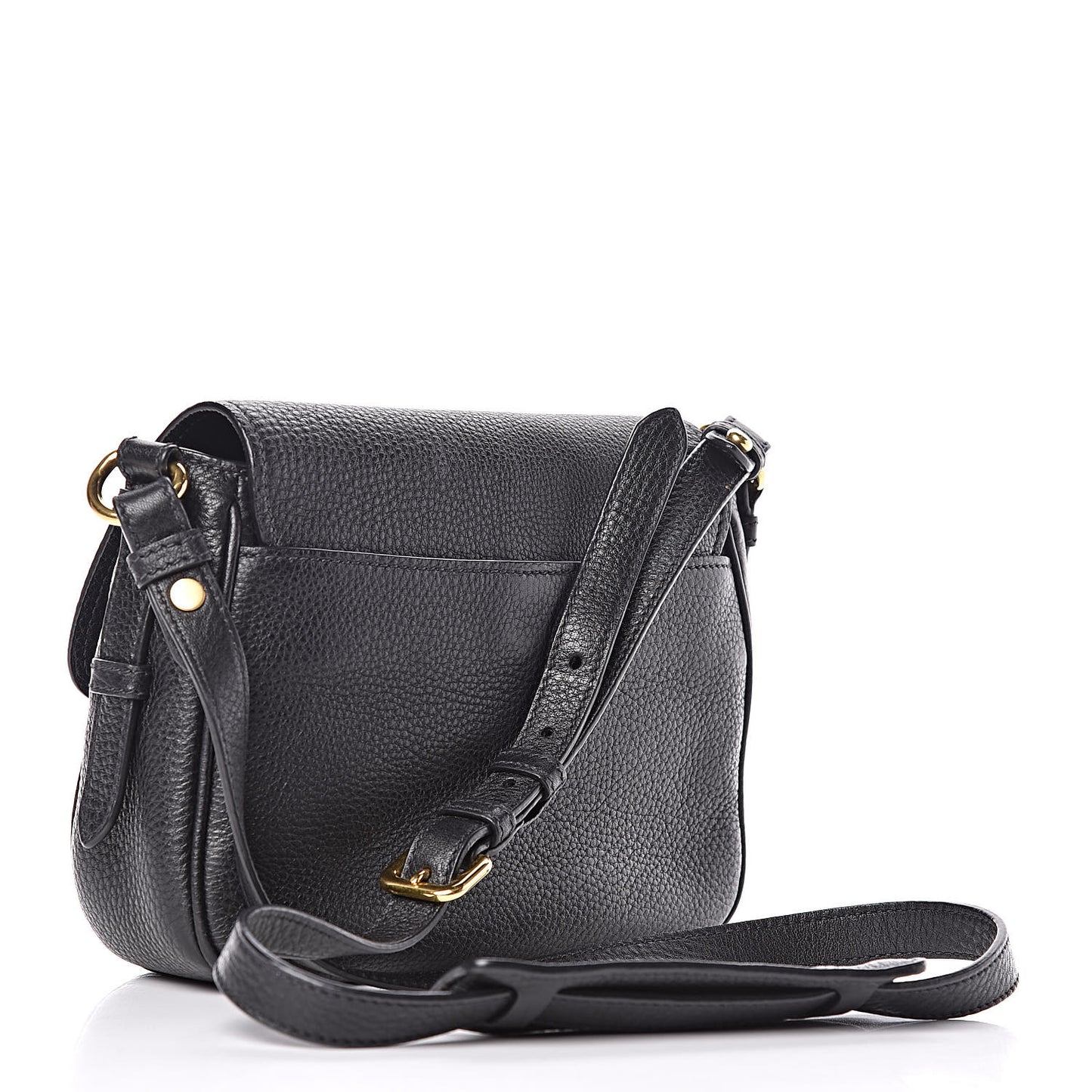 Vitello Daino Double Buckle Messenger Bag Black