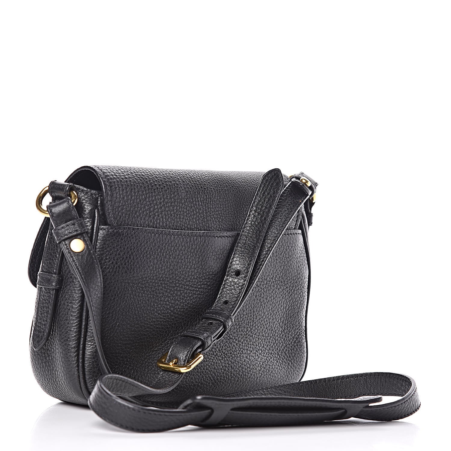 Prada Vitello Daino Double Buckle Messenger Bag Black 3 of 14