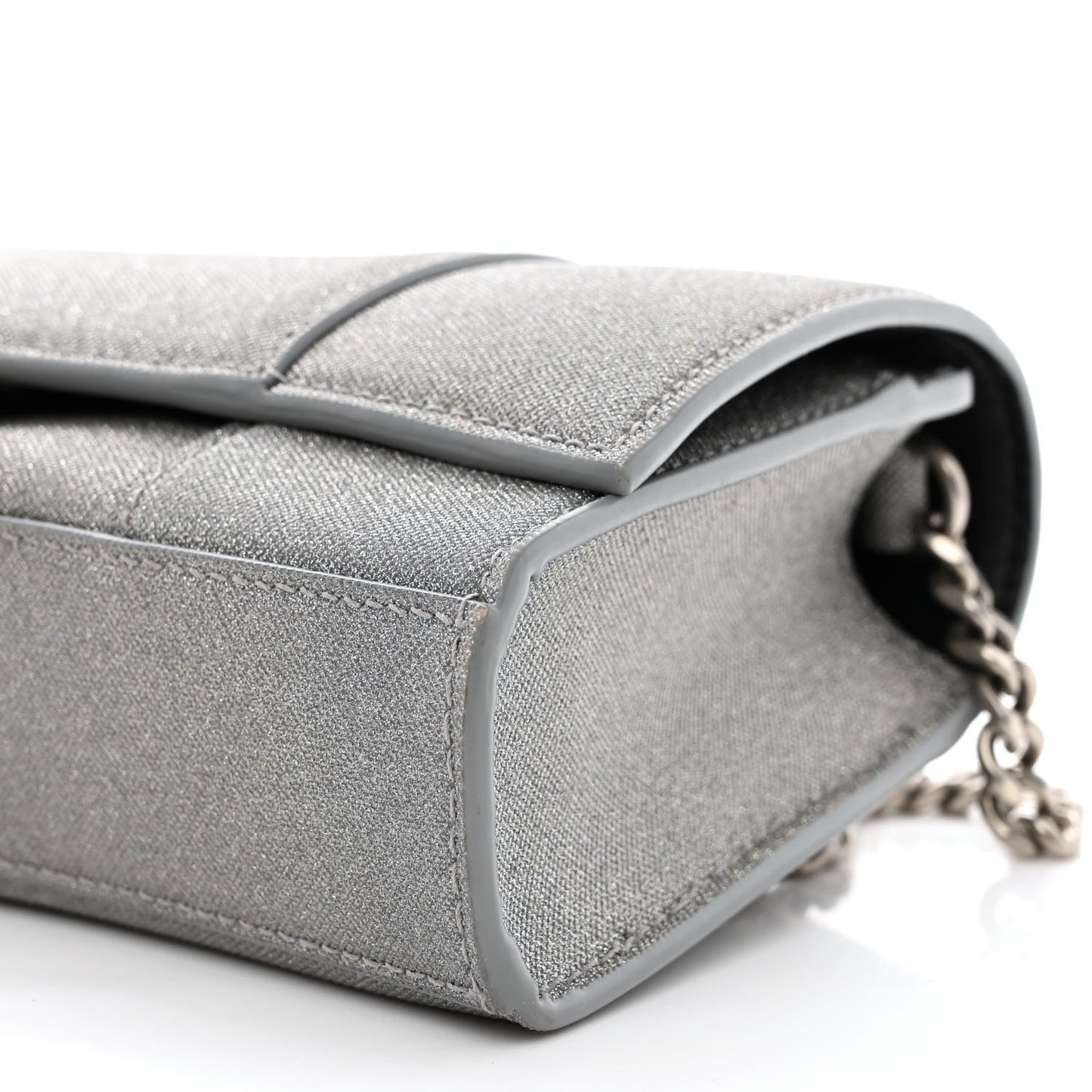 Glitter Fabric Hourglass Chain Bag Grey