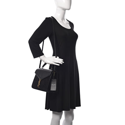 Saint Laurent Kid Scamosciato Smooth Calfskin Medium Classic Monogram Cassandra Top Handle Black Rouge Legion 2 of 9