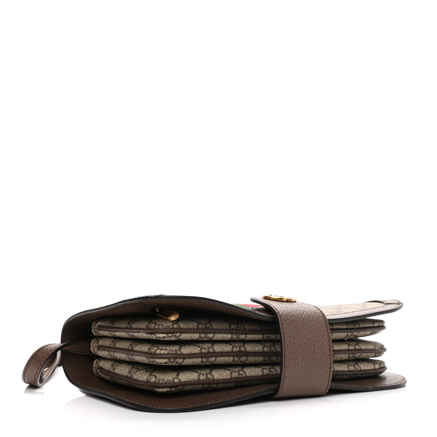 Gucci GG Supreme Monogram Web Ophidia Flap Messenger Bag Beige New Acero 4 of 10