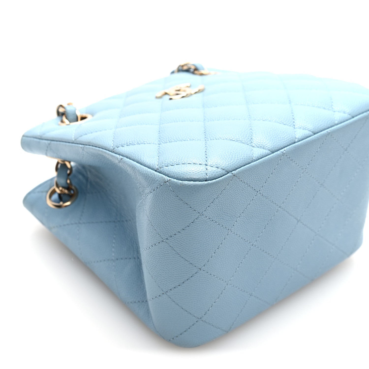 Chanel Caviar Quilted Mini Bucket Bag Blue 9 of 10