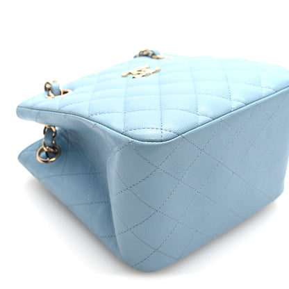 Chanel Caviar Quilted Mini Bucket Bag Blue 9 of 10