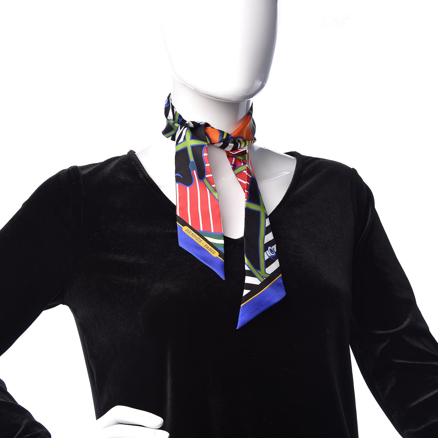 Hermes Silk Quadrige Twilly Rouge Orange Vert 2 of 4