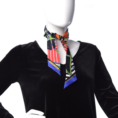 Hermes Silk Quadrige Twilly Rouge Orange Vert 2 of 4