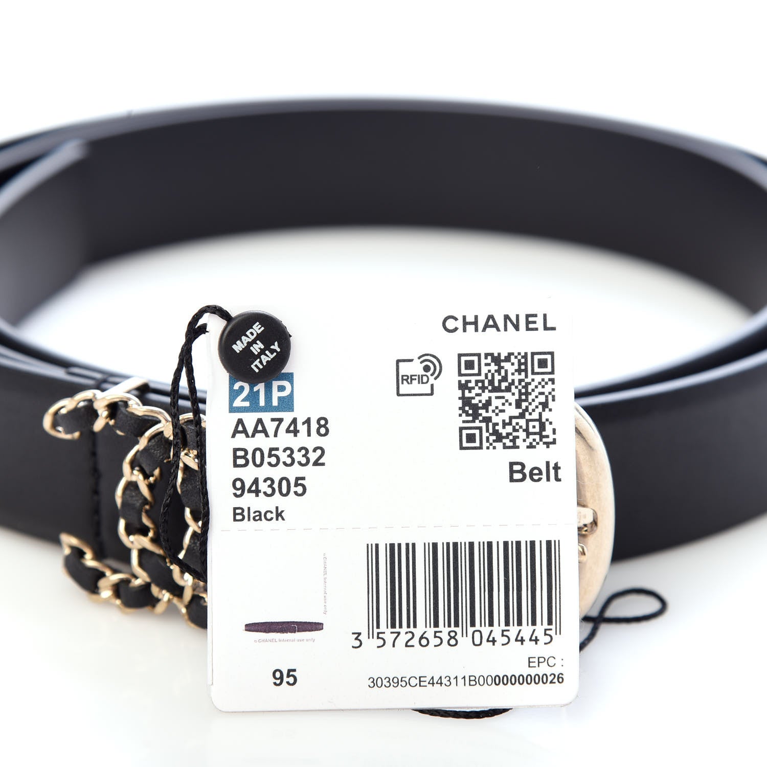 Chanel Calfskin CC Chain Belt 95 38 Black 8 of 8