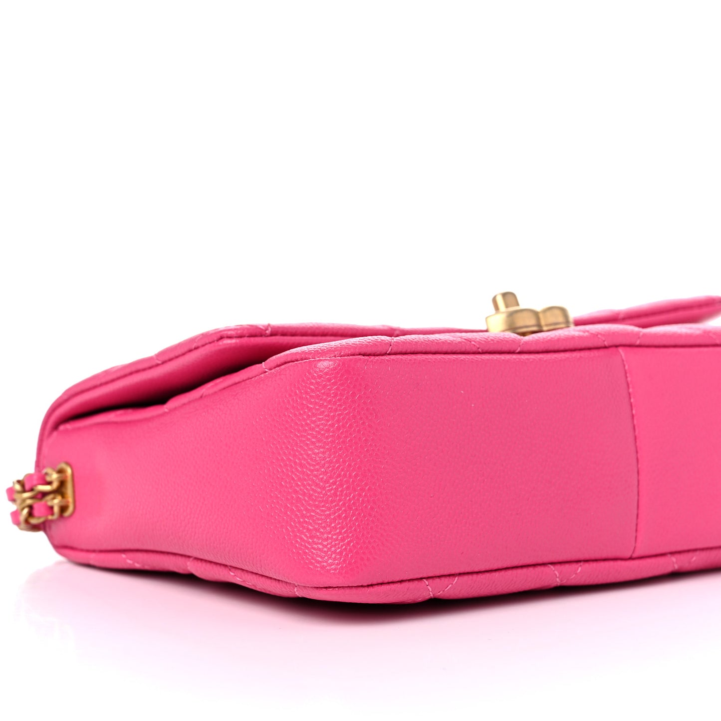 Shiny Caviar Quilted Small Chain Melody Flap Dark Pink