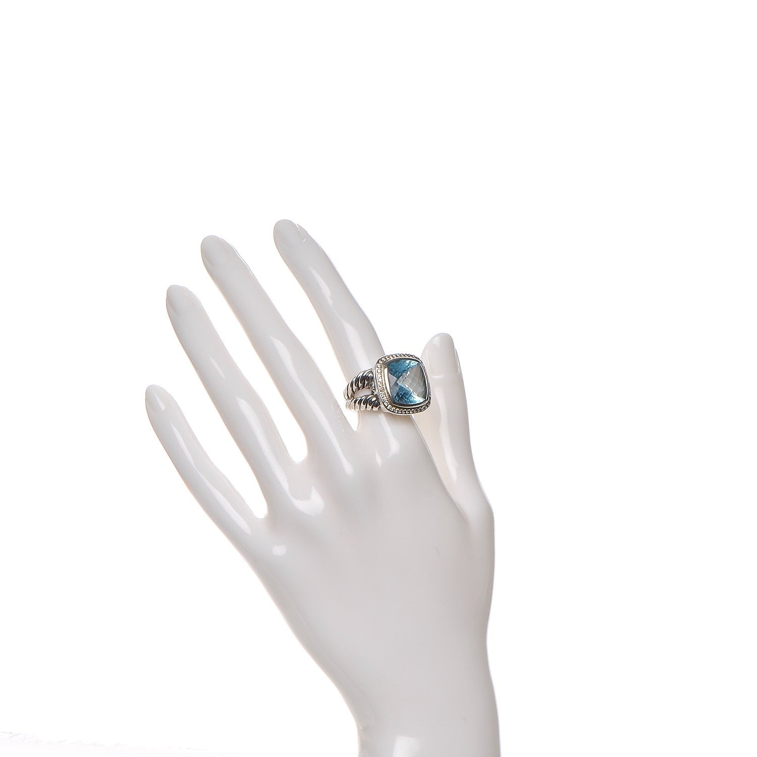 David Yurman Sterling Silver Diamond Blue Topaz 14mm Albion Ring 52 6.25 2 of 6