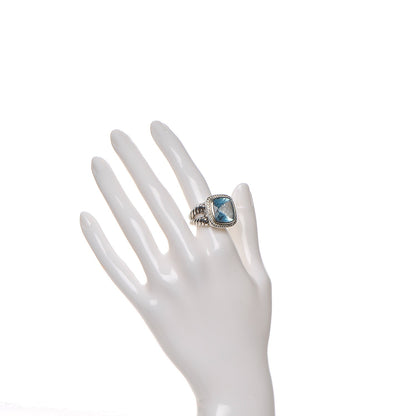 David Yurman Sterling Silver Diamond Blue Topaz 14mm Albion Ring 52 6.25 2 of 6