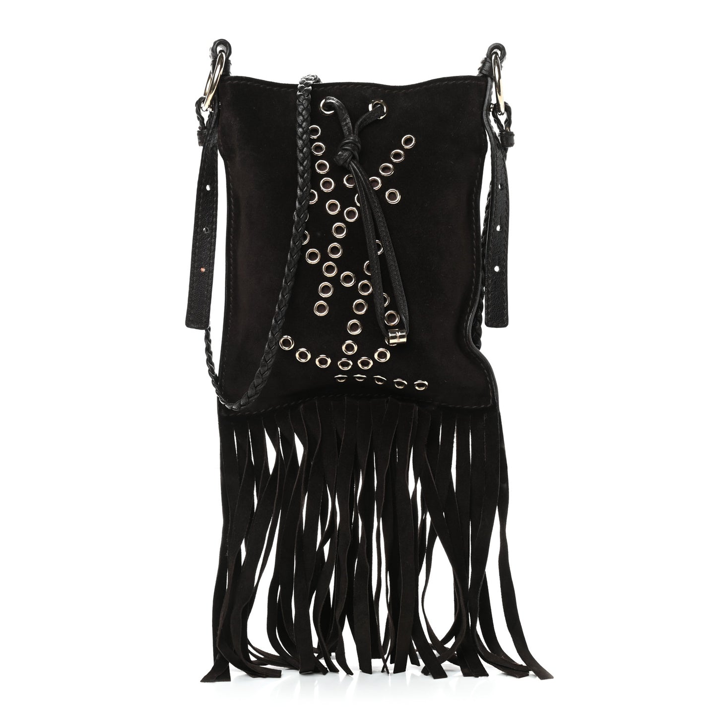 Suede Fringe Messenger Bag Chocolate