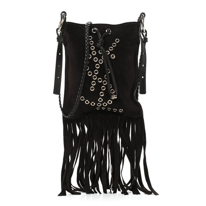Saint Laurent Suede Fringe Messenger Bag Chocolate 1 of 10