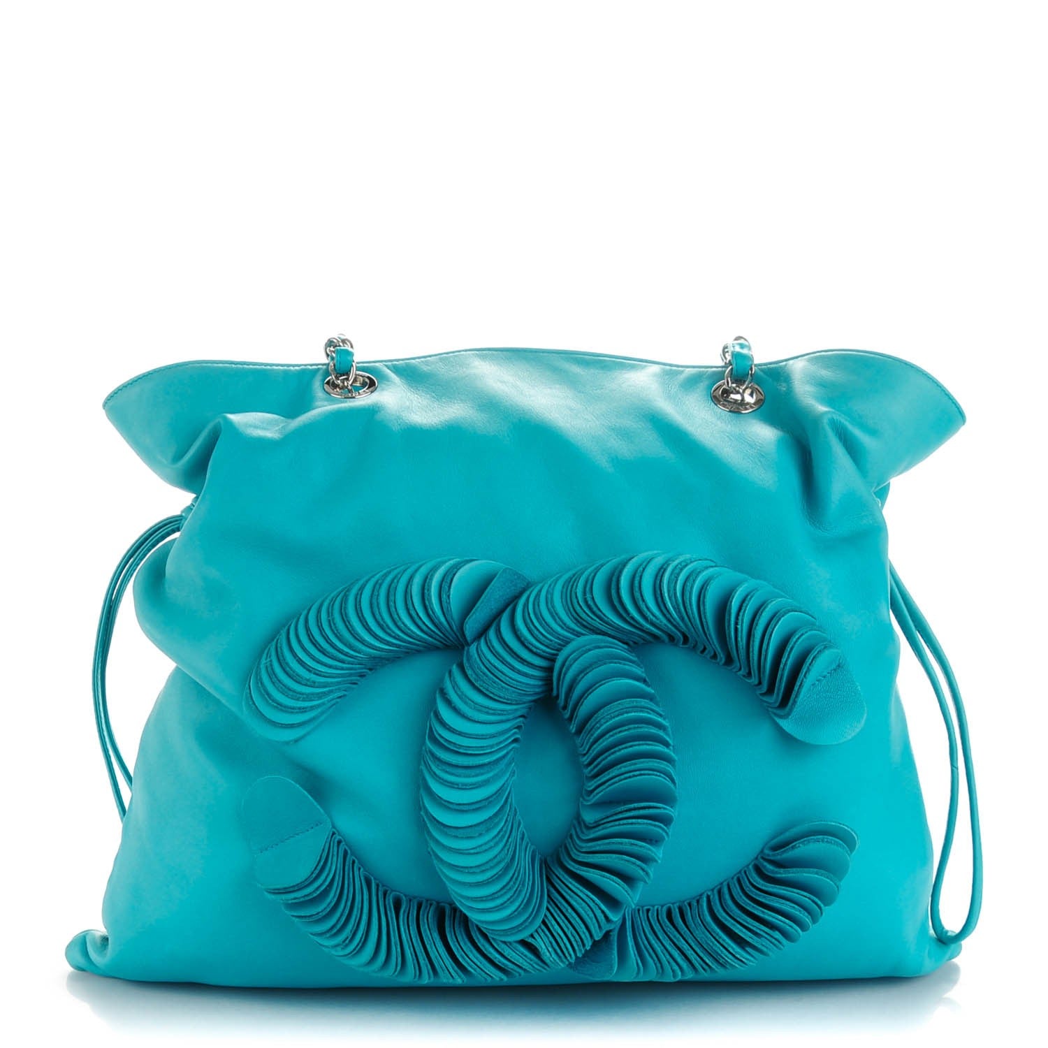Chanel Lambskin CC Disc Tote Turquoise 1 of 7