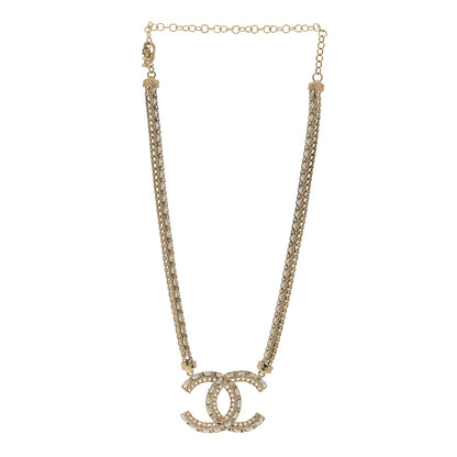 Chanel Metal Lambskin CC Chain Necklace Gold White 3 of 7
