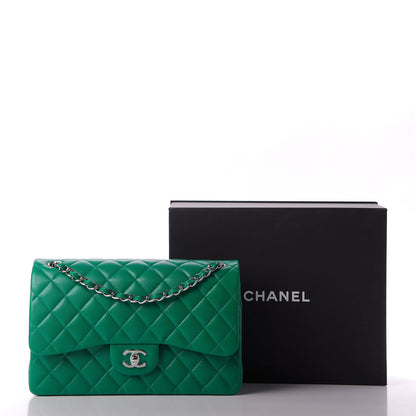 Chanel Caviar Quilted Jumbo Double Flap Green 9 of 9