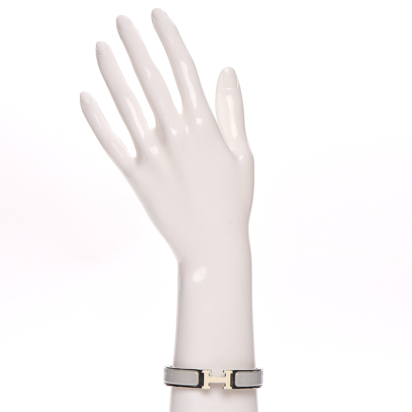 Enamel Narrow Clic Clac H Bracelet PM Gris Clair