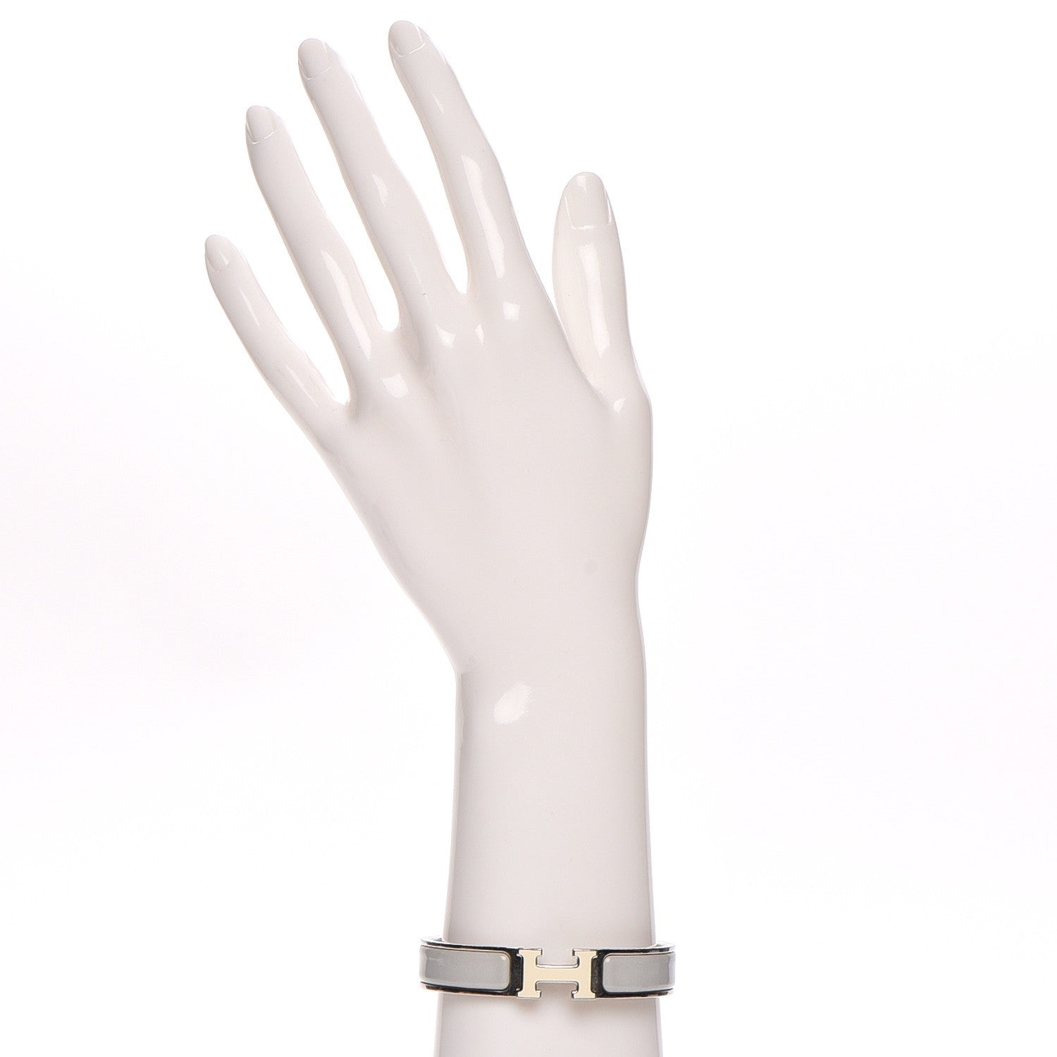 Hermes Enamel Narrow Clic Clac H Bracelet PM Gris Clair 2 of 5