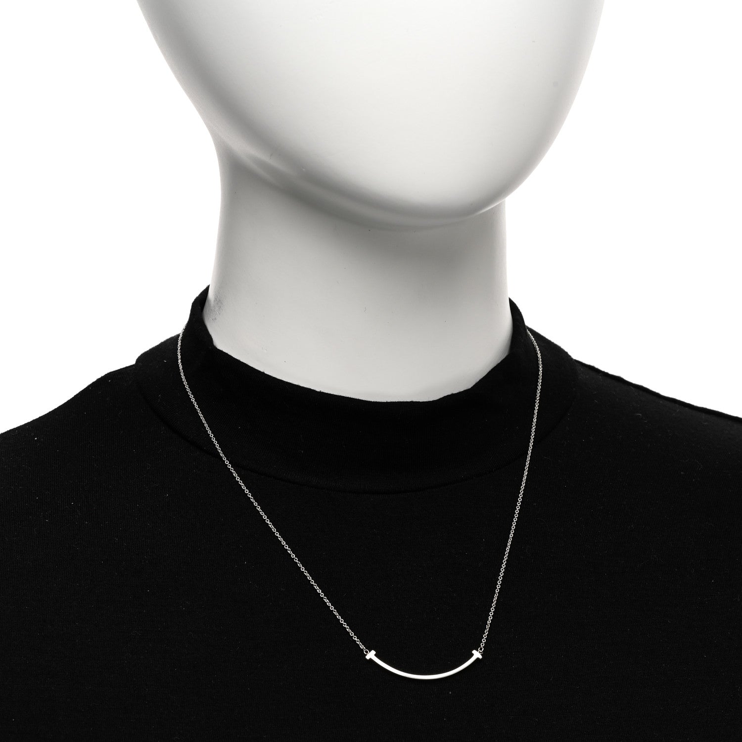 Tiffany Sterling Silver Small T Smile Pendant Necklace 2 of 6