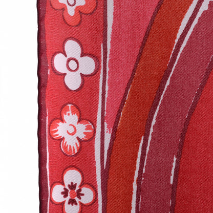 Louis Vuitton Silk Fleur Scarf Red 4 of 8