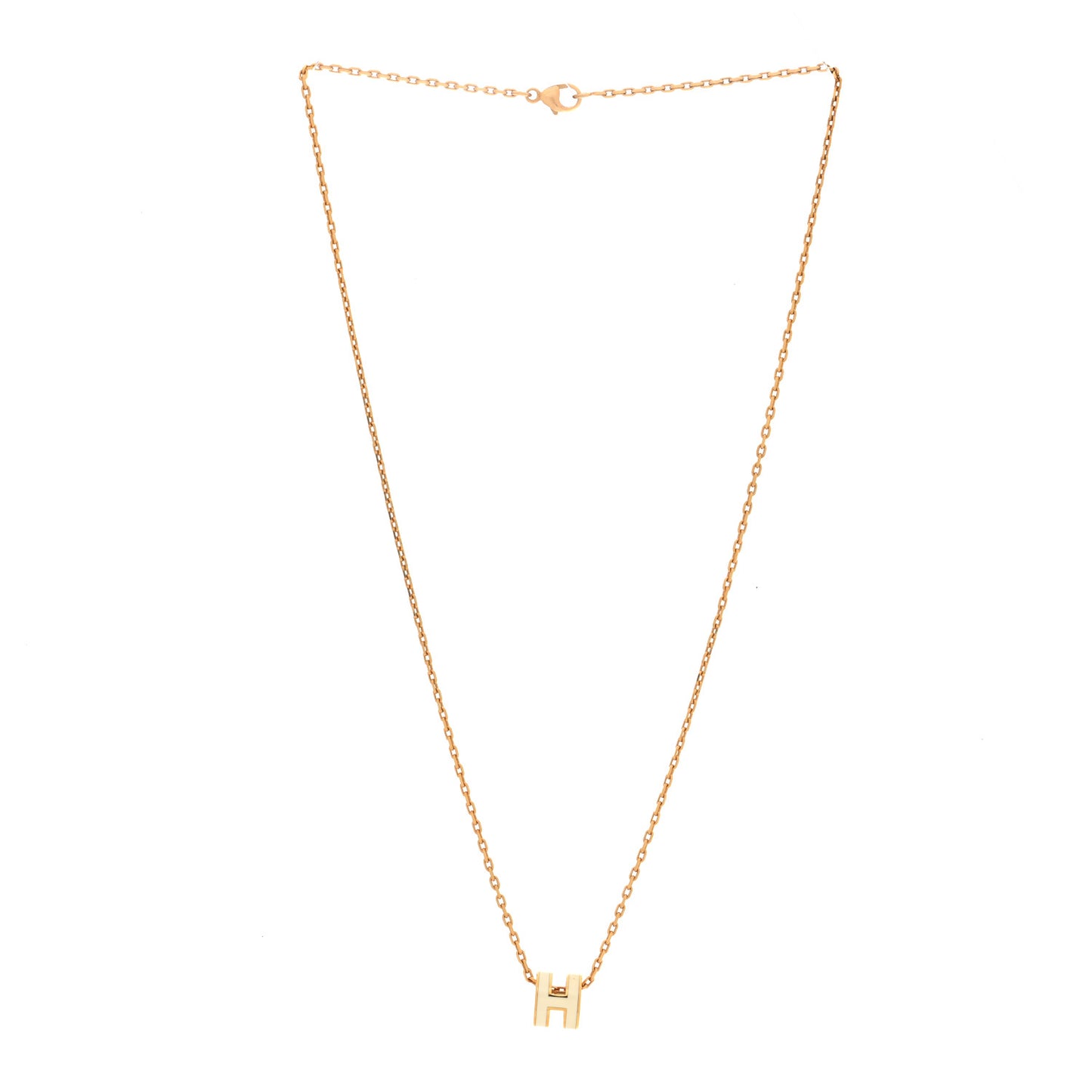 Lacquered Gold Mini Pop H Pendant Necklace White