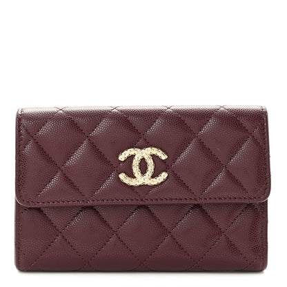 Chanel Caviar Quilted Chain Embossed CC Medium Flap Wallet Dark Burgundy 1 of 9
